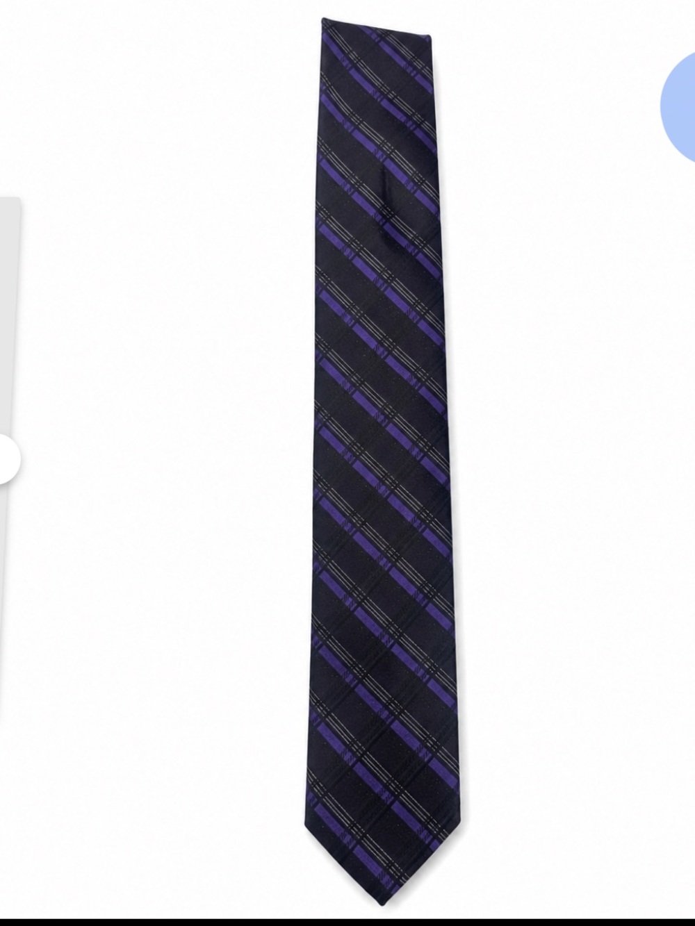 Calvin Klein 97% Silk Purple Black Plaid Men’s Necktie